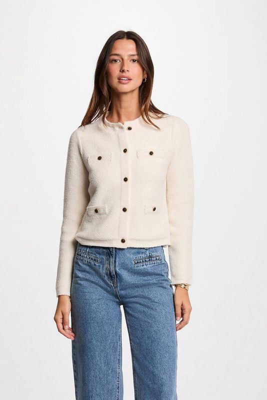 Morgan - Gebreid Vest - Ecru - Dames