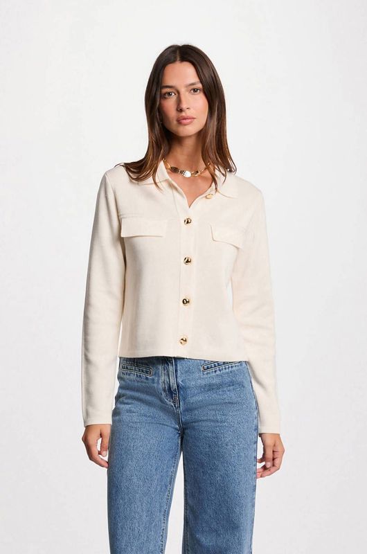 Morgan - Gebreid Vest - Ecru