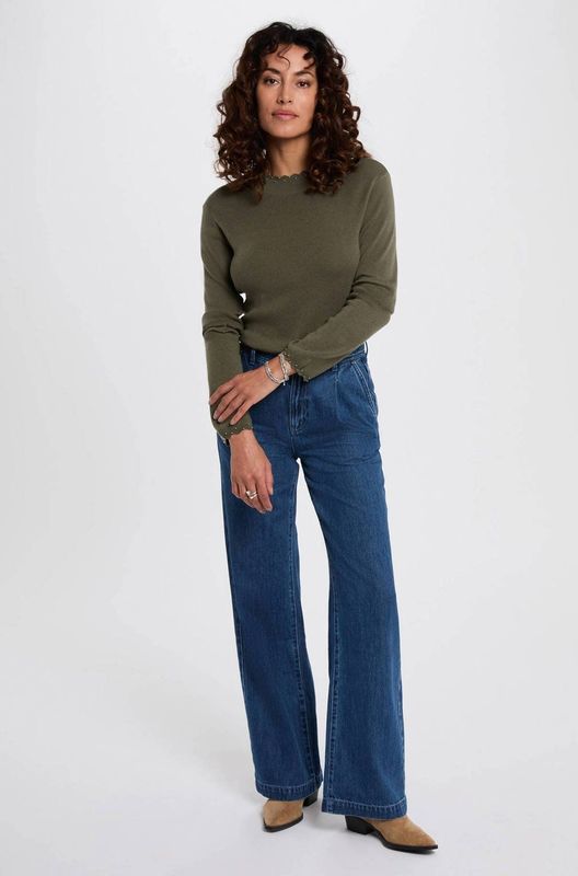 Morgan gebreide trui met wol kaki