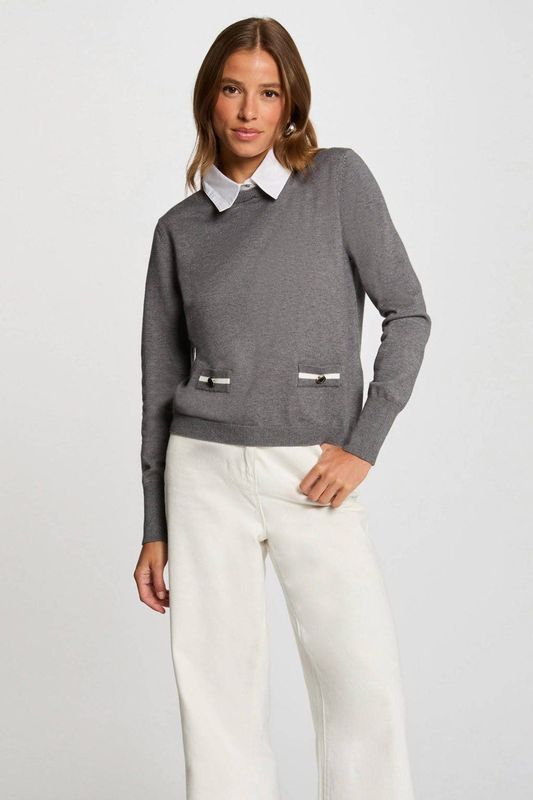 Morgan - Gebreide Trui - Grijs