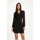 MORGAN - Korte Wijd Uitlopende Jurk - Zwart - Lange Mouwen - Polyester