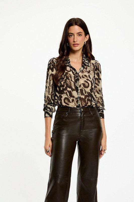 Morgan - Blouse - Beige - Lange Mouwen - Knoopsluiting