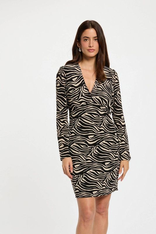 Morgan - Korte Jurk - Ecru - Zebraprint