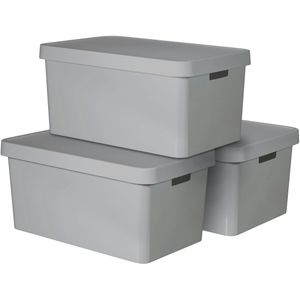 Curver Opbergbox met deksel Infinity - 3 stuks - 45L - Grijs