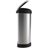 Curver - Decobin Push - Prullenbak - Zilver/Zwart - Kunststof - 40L