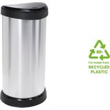 Curver - Decobin Push - Prullenbak - Zilver/Zwart - Kunststof - 40L