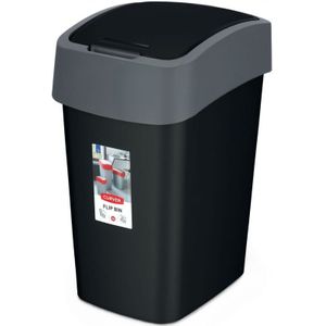 Curver - Flip Bin - Afvalemmer - Handig Deksel - Zwart - Kunststof