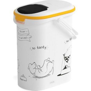 Curver Voedselcontainer Hond - 10L - 4KG - 19x30x35cm - Wit/Geel/Zwart
