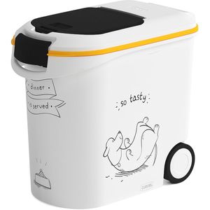 Curver Voedselcontainer Hond - 35L- 12KG - 28x49x43cm - Wit/Geel/Zwart