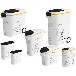 Curver Voedselcontainer Hond - 54L- 20KG - 28x50x61cm - Wit/Geel/Zwart