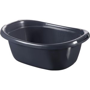 CURVER Ovale kom 20 l – grote kom voor huishouden en keuken – voetenbad pedicure – praktische en stapelbare wasmand – voor servies groenten – 57 x 40,5 x 21,2 cm – antracietgrijs