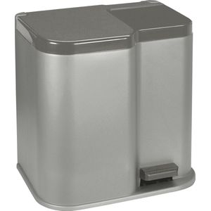 Curver Duo Tretmülleimer Deco 15L mit 6L Inneneimern Hellgrau