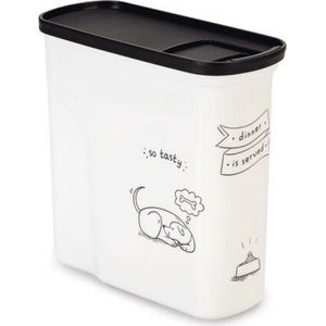 Curver Voedselcontainer Hond - 2L - 1KG - 21x9x19cm - Wit/Zwart