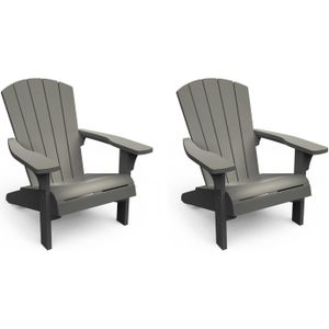 Keter Troy Adirondack Tuinstoel - set van 2 - 85x80x96,5cm - Lichtgrijs