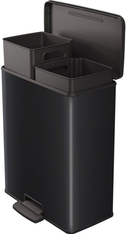 Curver Decobin Duo Prullenbak - 26L+26L - Rechthoekig - Zwart