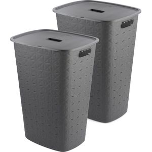 Curver Softex Wasmand met Deksel 56L 2 stuks Antraciet