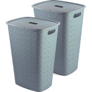 Curver Softex Wasmand met Deksel 56L 2 stuks Blauw