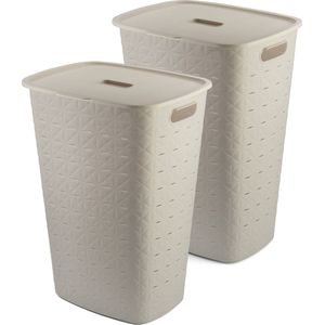 Curver Softex Wasmand met Deksel 56L 2 stuks Beige