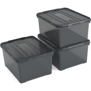 Curver Handy+ Opbergbox - 35L - 3 stuks - Grijs