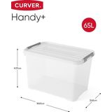 Curver Handy+ Opbergbox - 65L - 6 stuks - Transparant met deksel