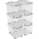 Curver Handy+ Opbergbox - 65L - 6 stuks - Transparant met deksel