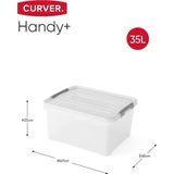Curver Handy+ Opbergbox - 35L - 3 stuks - Transparant met deksel
