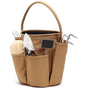 Tuin gereedschapstas van katoen, 6 zakken, 32 cm, SACSECA, karamelbeige