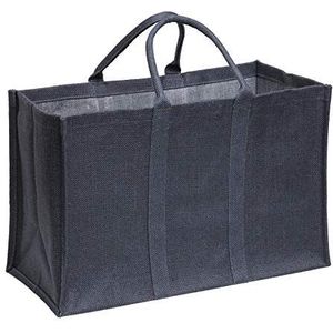 La Cordeline Boodschappentas, jute, antracietgrijs, 55 x 35 x 25 cm, 48 liter, boodschappentas, houten tas