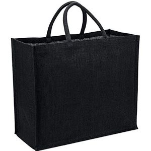 La Cordeline Boodschappentas, zwart, canvas, jute, 25 l, comfortabele handgreep, boodschappentas, winkelen