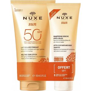 Nuxe Sun Melting Sun Lotion SPF50 + After-Sun Hair & Body Shampoo 150 ml + 100 ml