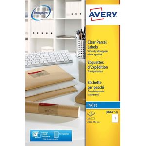 Avery Zweckform J8567-25 transparante etiketten | 210 mm x 297 mm | 25 etiketten