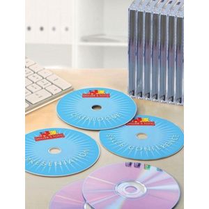 Avery - Verpakking met 30 zelfklevende etiketten voor het identificeren van cd's. Personaliseerbaar en bedrukbaar. Diameter 117 mm. Inkjetprint
