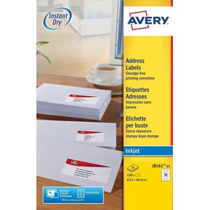 Avery J8161-25 adresetiketten A4 63,5 x 46,6 mm wit (450 etiketten)