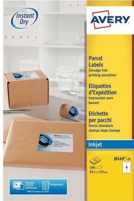 Avery - J8169-25 - Etiketten - 99.1x139mm - Wit - 100 Stuks