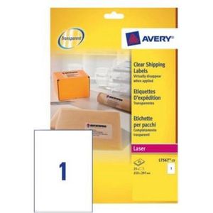 Avery L7567-25 verzendetiketten ft 210 x 297 mm (b x h), 25 etiketten, transparant - transparant 756405