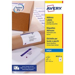 Avery - J8163-10 - Etiketten - Wit - 99.1x38.1mm - 140 Stuks