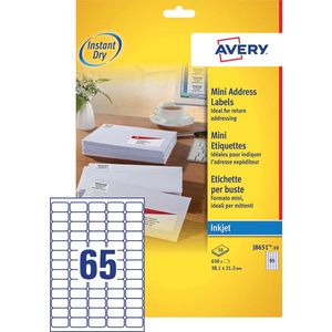 Avery printeretiketten White Mini Label - Inkjet - J8651