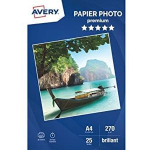 AVERY - 25 vellen fotopapier, 270 g/m², glanzend, A4, inkjetdruk,