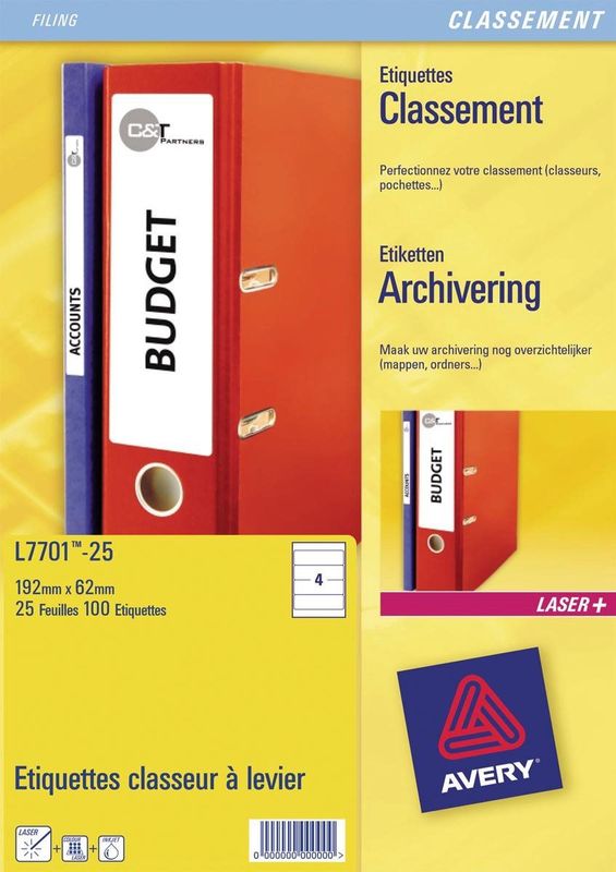 Avery Zweckform - Gekleurde Ordnerrugetiketten - Blauw - Permanent - 100 stuks