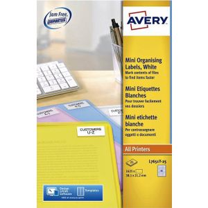 Avery L7651Y-25 Mini-neon-etiketten (voor laserprinters, 65 per vel, 38,1 x 21,2 mm) 1652 etiketten neongeel