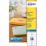 Avery - J8563-25 - Inkjet Etiket - Transparant - 350 Stuks - 99,1x38,1mm