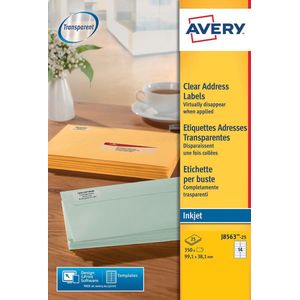 Avery - J8563-25 - Inkjet Etiket - Transparant - 350 Stuks - 99,1x38,1mm