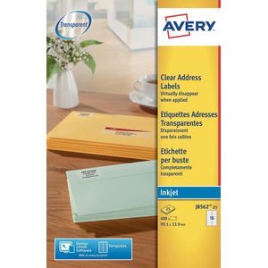 Etiket Avery J8562-25 99.1x33.9mm transparant 400stuks