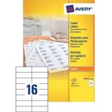Avery Kopieeretiketten 105 x 37 mm, wit, Kopieerapparaat, permanent klevend DP167-100