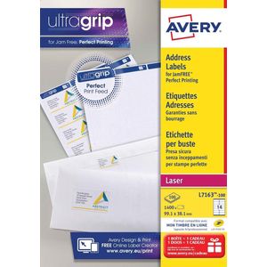 Etiket avery l7163 99.1x38.1mm wit 1400stuks