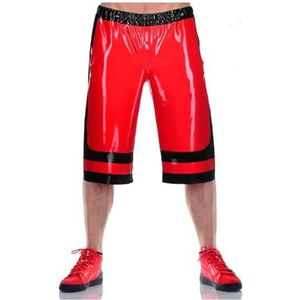 100% latex rubber rode boxershort decoratieve zwarte losse broek 0,4 mm