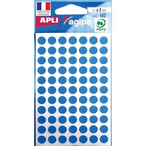 Agipa ronde etiketten in etui diameter 8 mm, blauw, 462 stuks, 77 per blad