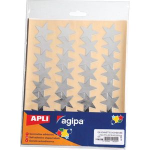 Agipa metallic stickers, blister met 128 stuks, goud en zilver, ster 35 mm