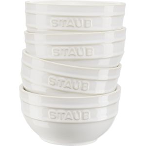 STAUB Ceramique komset, kom 4-delig ivoor-wit keramiek 12 cm 0,4 liter