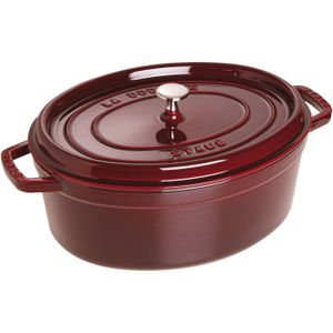 STAUB Gietijzeren braadpan, ovaal, Ø 31 cm, 5,5 l, grenadine
